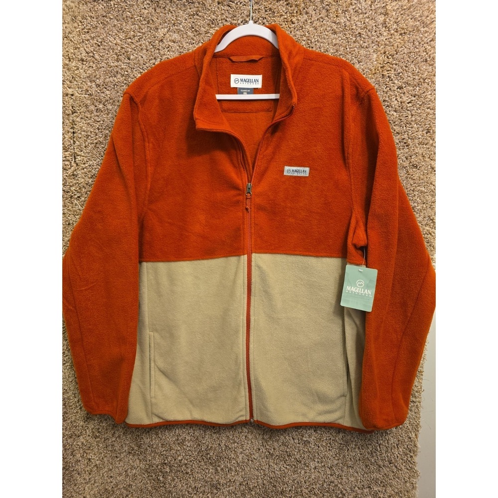 Magellan Outdoors Men's Size 2XL Arctic Fleece Colorblock Jacket Orange Brown